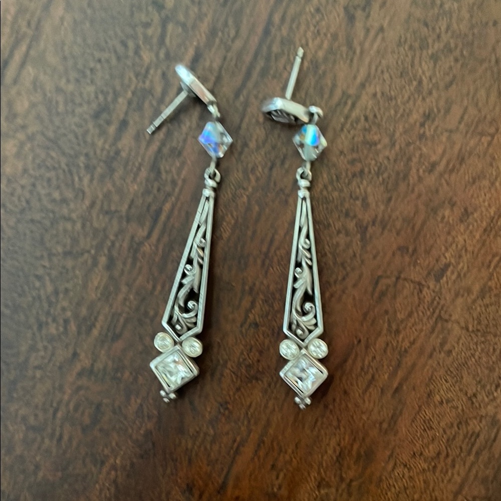 Brighton Silver Art Deco Filigree Earrings